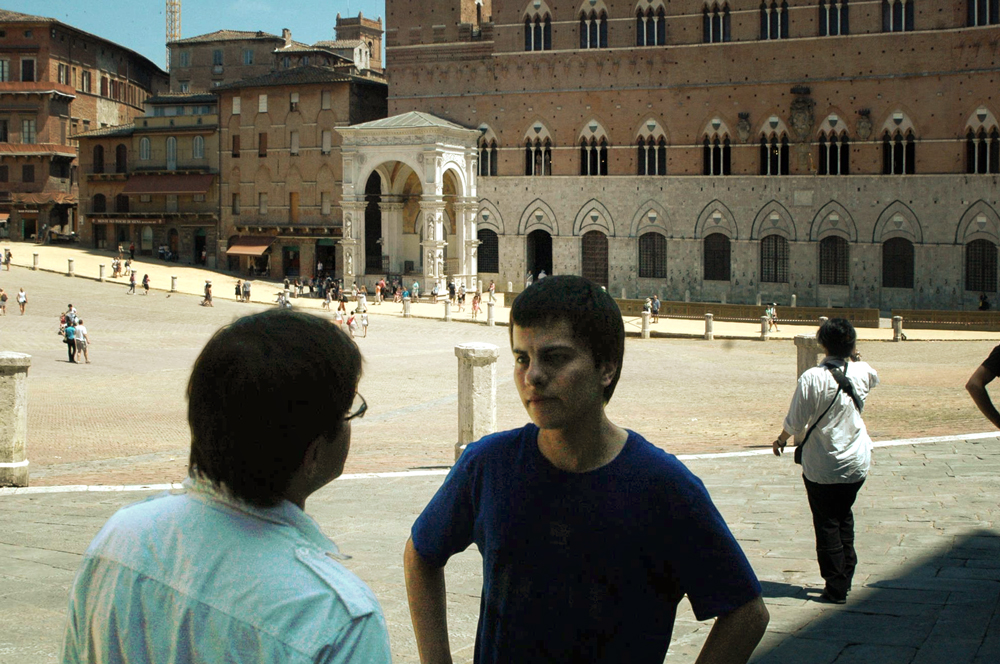 Mr. Pihas with a student at Piazza del Campo in Siena